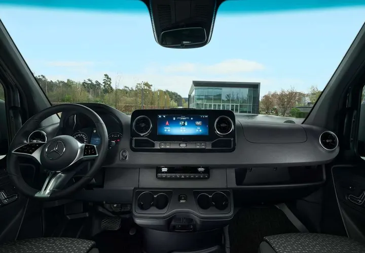 Mercedes-Benz Sprinter cockpit with navigation display