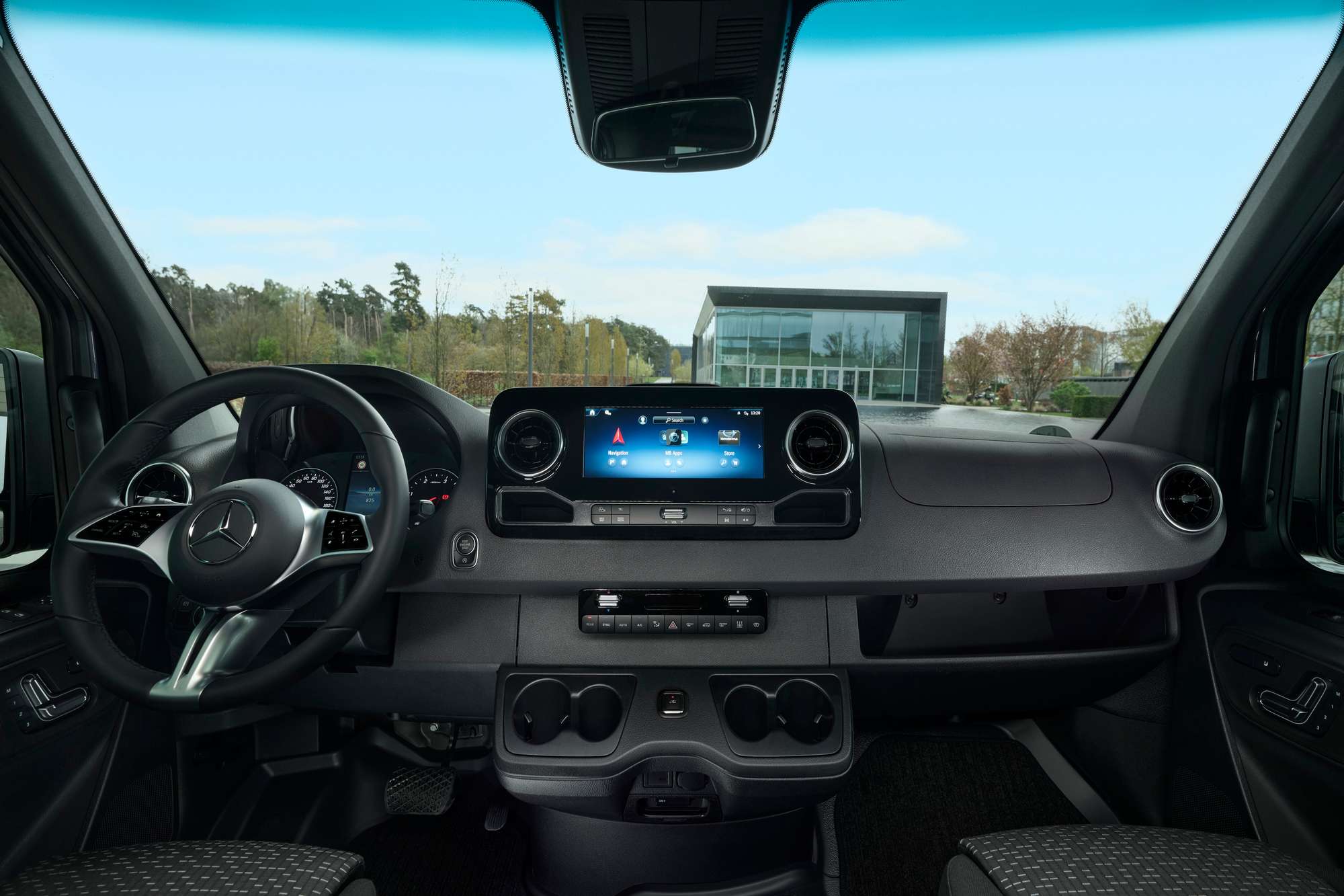 Mercedes-Benz Sprinter cockpit with navigation display
